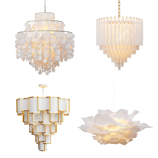 Elegant Illumination: Four Exclusive Chandeliers! 3D model image 1