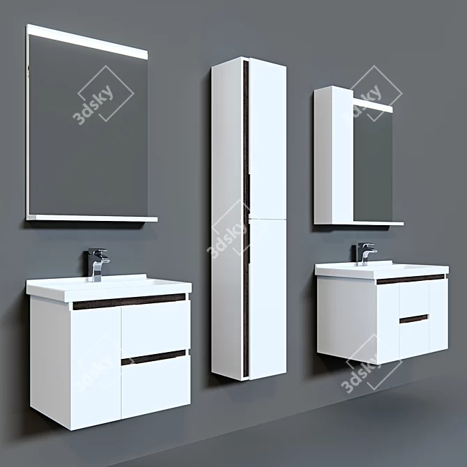 Aquaton Rene 60 & Rene 80 Bathroom Furniture Set 3D model image 1