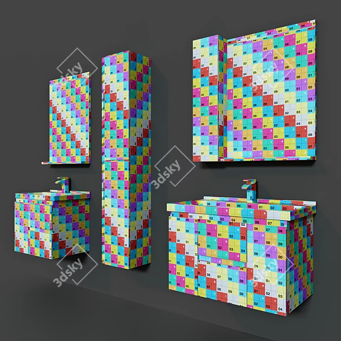 Aquaton Rene 60 & Rene 80 Bathroom Furniture Set 3D model image 3