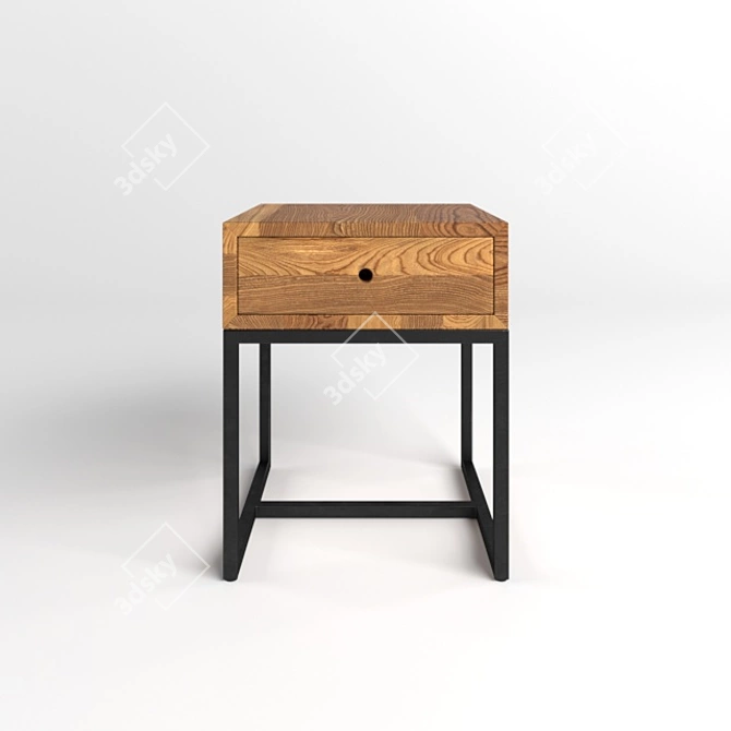 Rustic Oak Bedside Table 3D model image 2