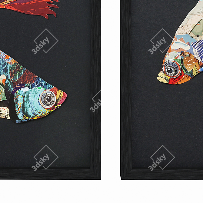 Colorful Betta Fish Art in Frame by Kare Design 3D model image 2
