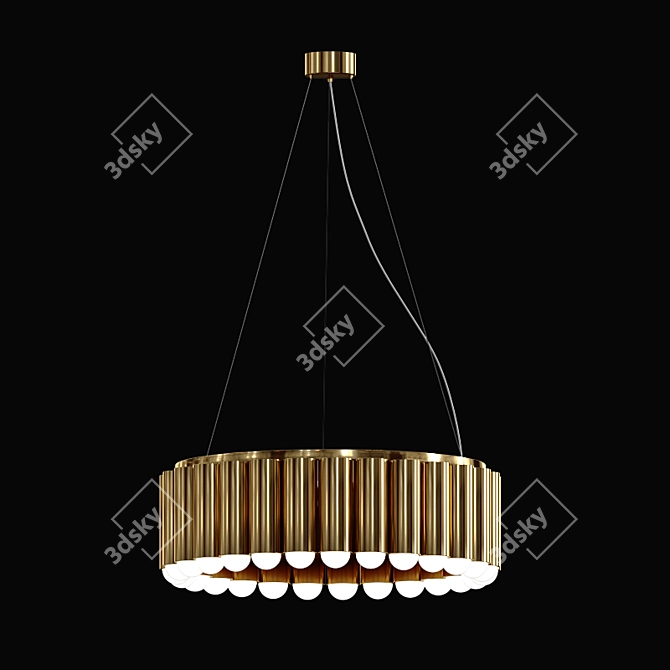 Radiant Gold Pendant: Elegant Metal and Acrylic Lamp 3D model image 1