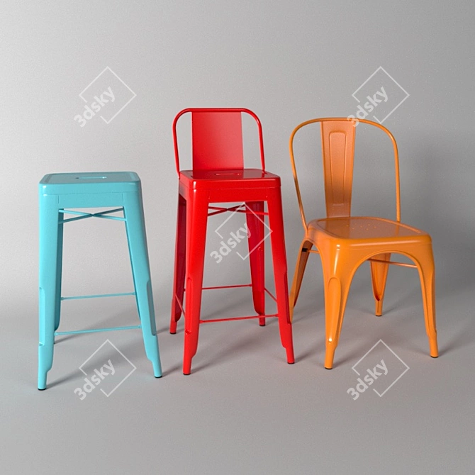 Marais Chair Set 3D model image 1