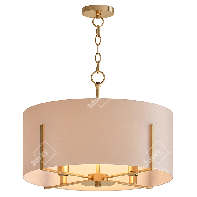 Sleek 4-Light Brass Pendant 3D model image 1
