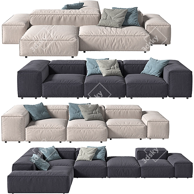 Luxury Living Divani Sofa Set 3D model image 4