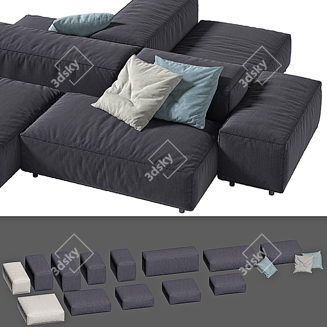 Luxury Living Divani Sofa Set 3D model image 5