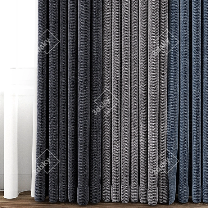 Elegant Drapery: Intricately Detailed Curtain 3D model image 2
