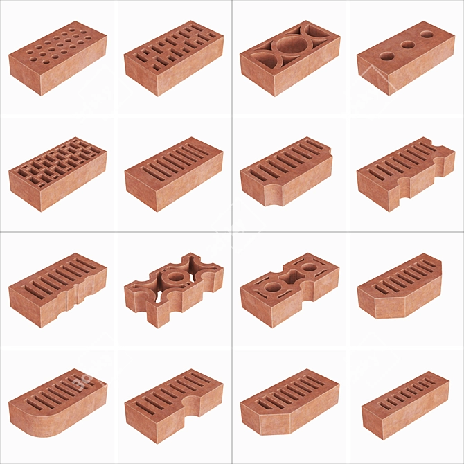 Premium Building Bricks Set 3D model image 1