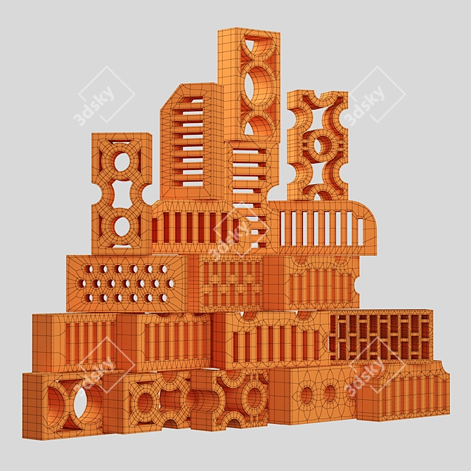 Premium Building Bricks Set 3D model image 3