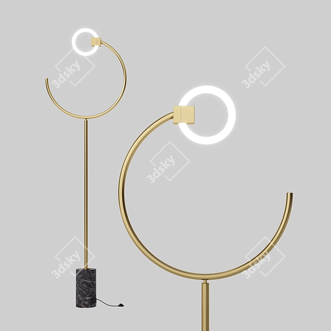 Minimalist Marble Base Floor Lamp 3D model image 1