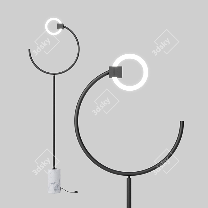 Minimalist Marble Base Floor Lamp 3D model image 2