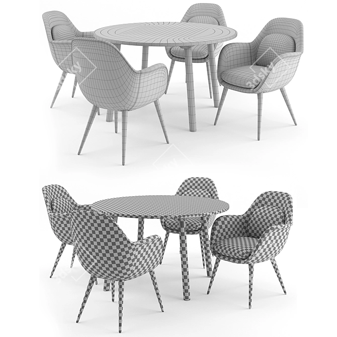 Modern Danish Design: Swoon Chair + Taro Table 3D model image 3