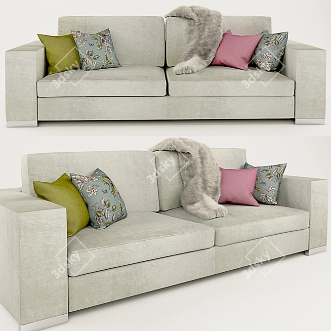 Anaric Beige Fabric Sofa 3D model image 1