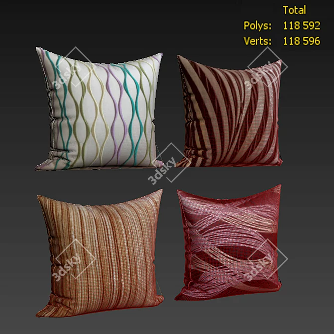 Designer Decorative Pillow Set 3D model image 2