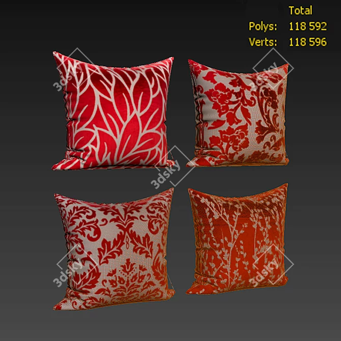 Cayenne Red Decorative Pillow Set 3D model image 2