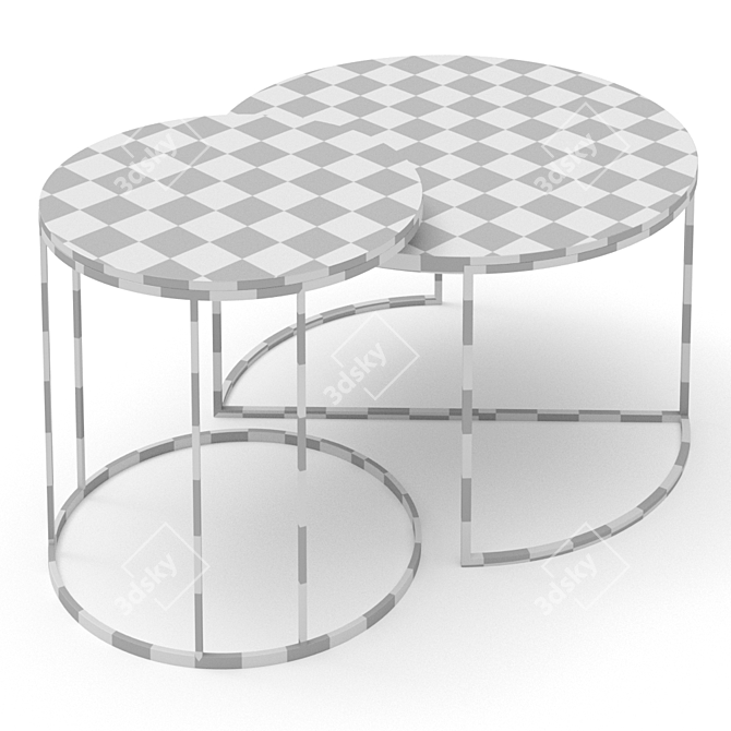 OPRIME Coffee Table 5: Elegant Wood & Metal Design 3D model image 2