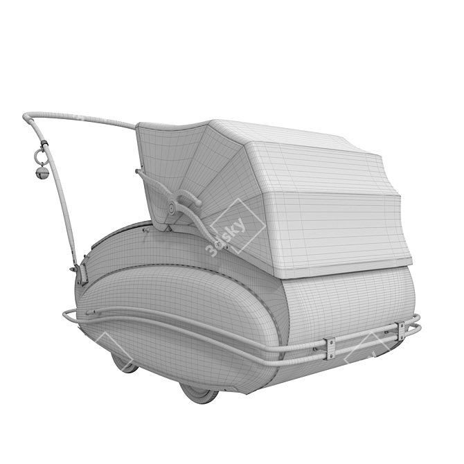 Vintage Pram Stroller 3D model image 3