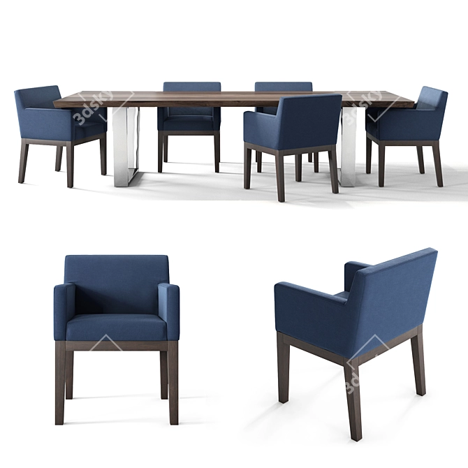 RH Morgan Blue Dining Set 3D model image 1