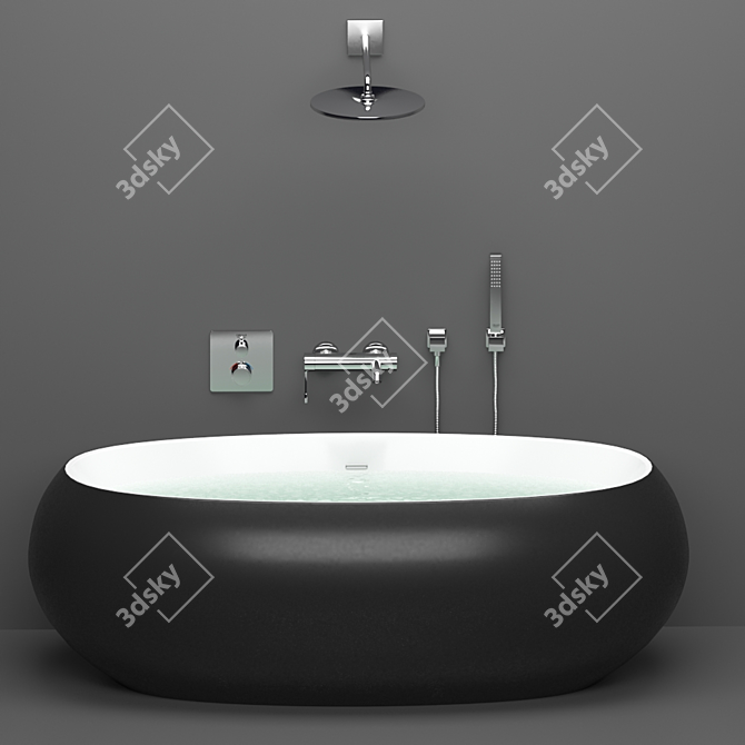 Modern Acrylic Bathtub Set 3D model image 1