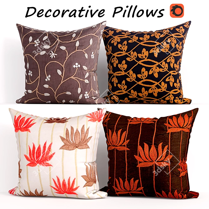 Designer Decorative Pillow Set 3D model image 1
