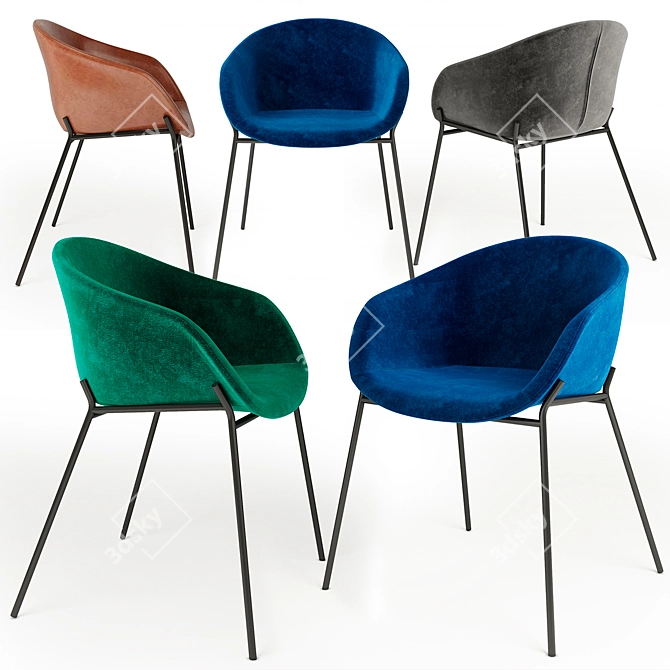 Elegant Yvette Grey Chair : La Forma 3D model image 1
