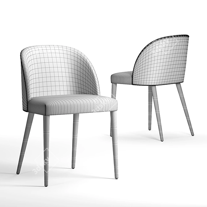 Elegant Anthracite Velvet Dining Chair 3D model image 3