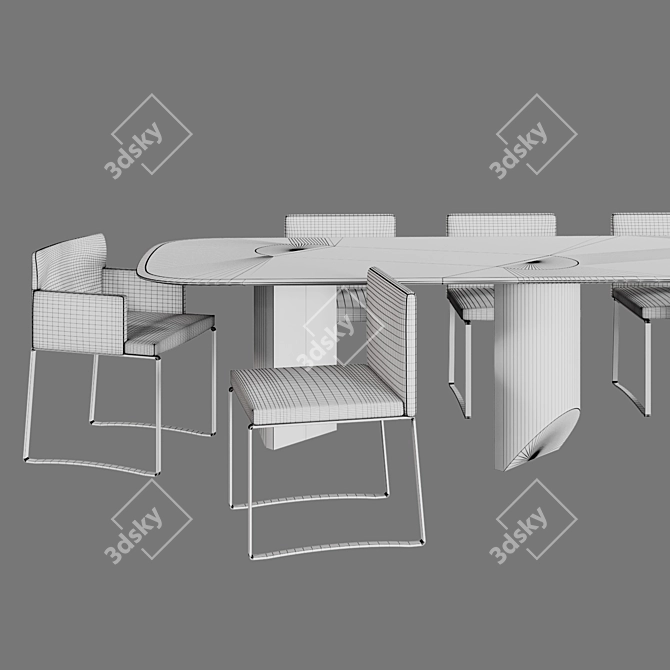 Modern Minotti Wedge Table & Flynt Stool 3D model image 2