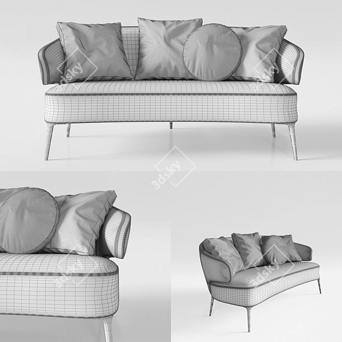 Luxury Aston Sofa with Dual Fabric Options 3D model image 3