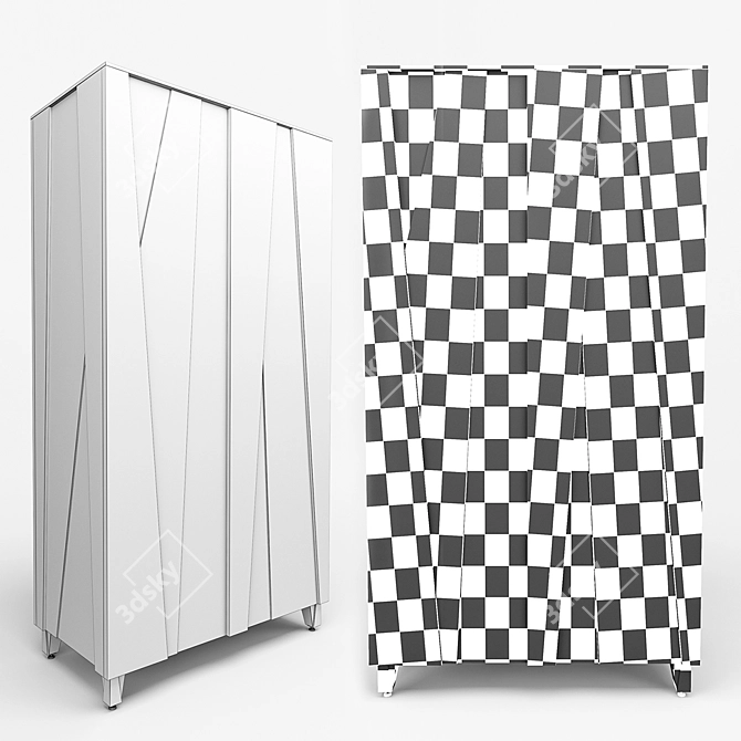 Elegant 3-Door Wardrobe 3D model image 2