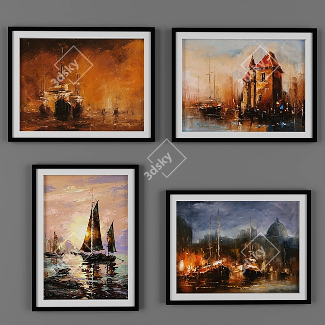 Elegant Oil Painting Frame Kit 3D model image 2