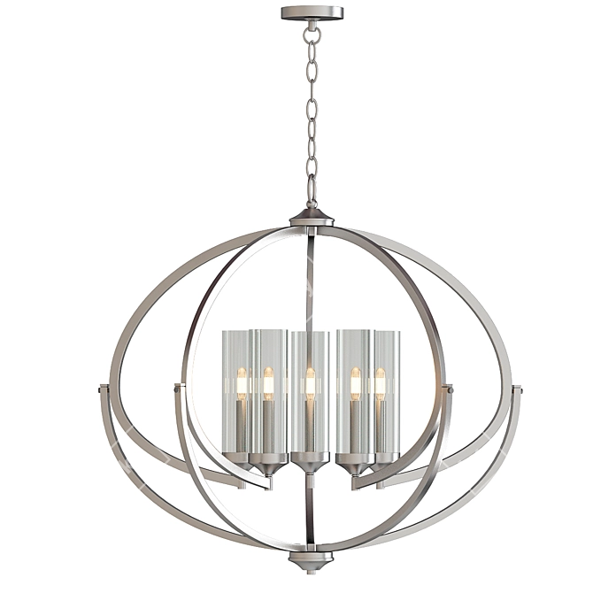 Elegant 5-Light Polished Nickel Chandelier 3D model image 1