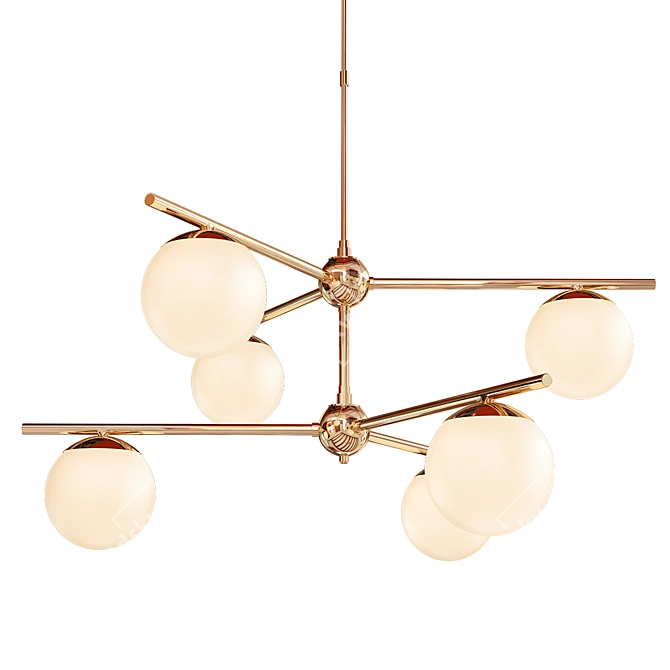 Modernist Brass Chandelier: Gemma 3D model image 1