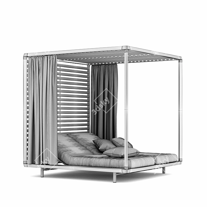 Tribu Pavilion: Luxurious Teak Daybed 3D model image 3