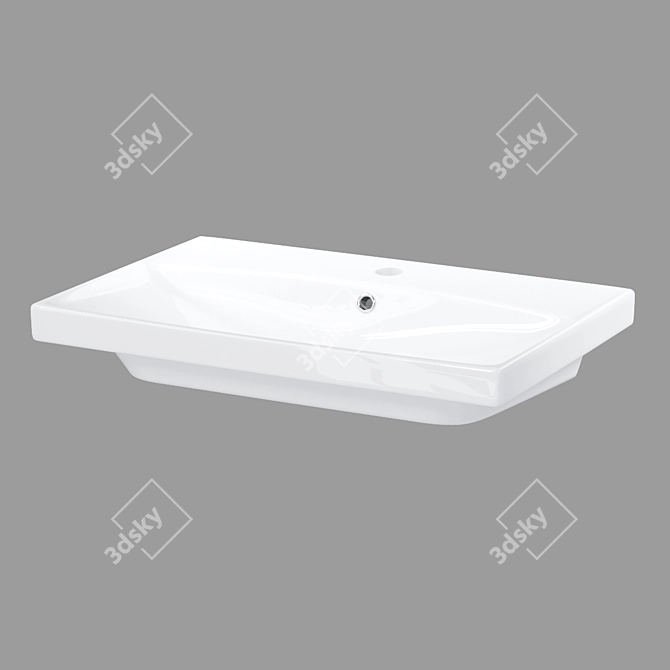 City 70 White Built-in Sink 3D model image 1