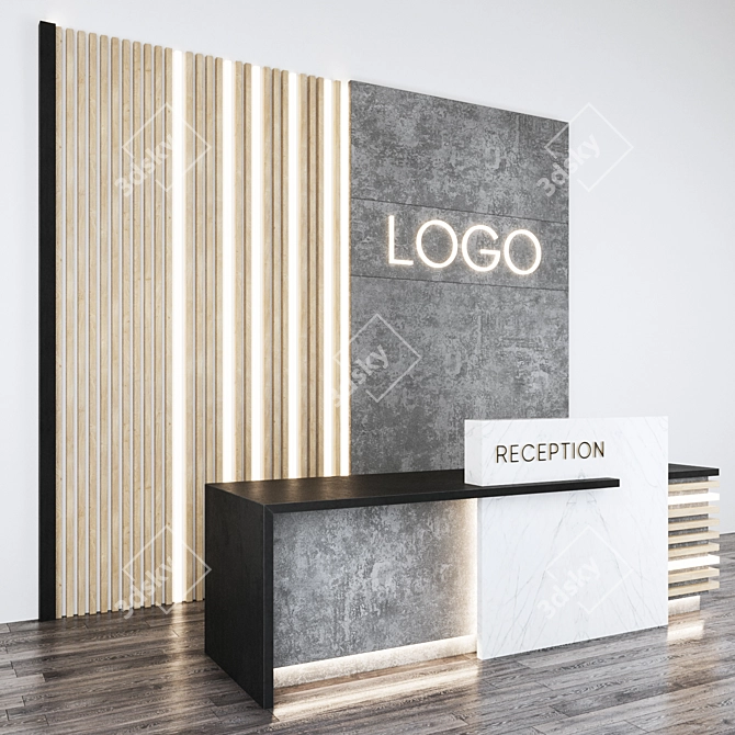 Modern Reception Desk: Sleek Design & Quality Finish 3D model image 2