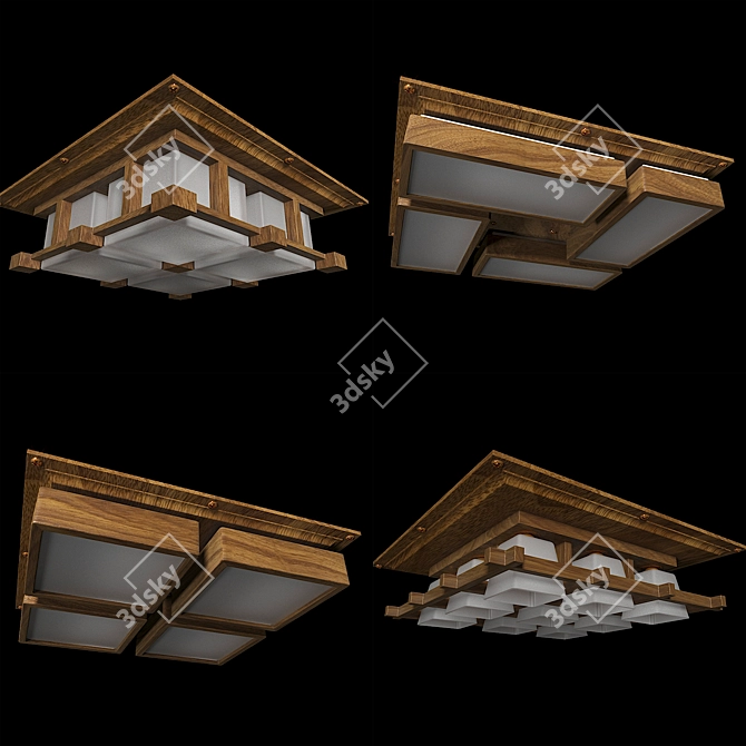 Wooden Ceiling Kit: Realistic Oak Texture & Modern Lighting 3D model image 2