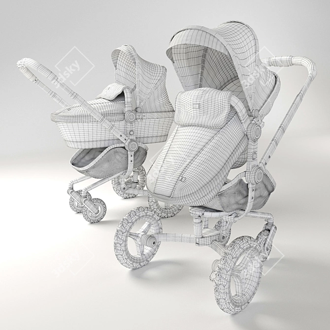 Timeless Elegance: Silver Cross Surf Stroller 3D model image 3