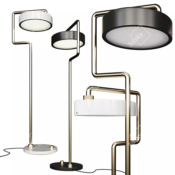 Elegant Machine Style Floor Lamp 3D model image 1