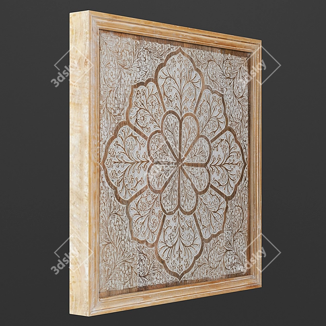 Hand-Carved Wood Floral Wall Art 3D model image 2