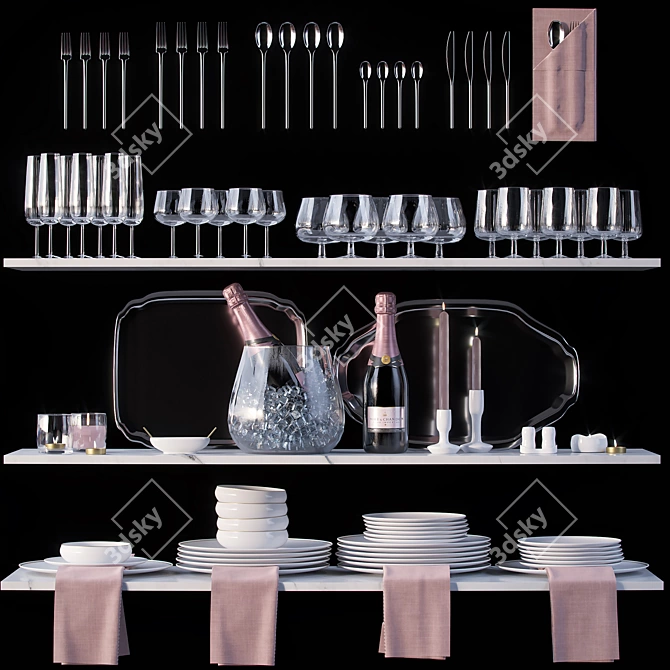 Sleek Kitchen Set - Perfect for Table or Shelves 3D model image 2