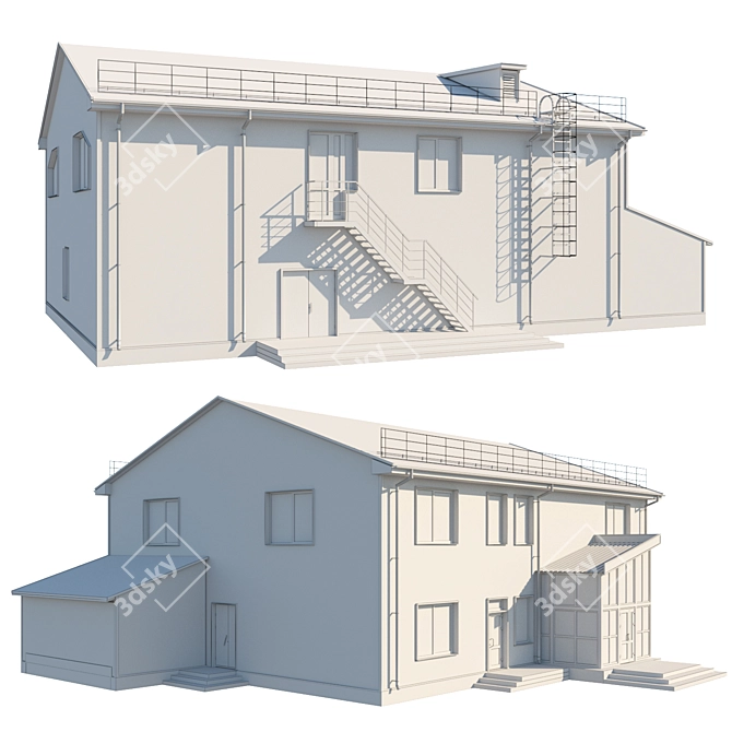 Vintage Commercial Building 3D model image 2