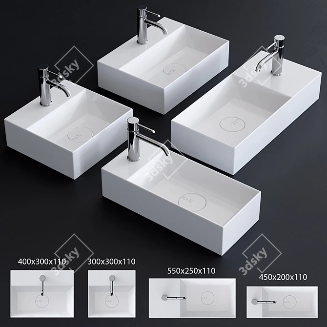 Alice Ceramica Spy Washbasin Set 3D model image 1