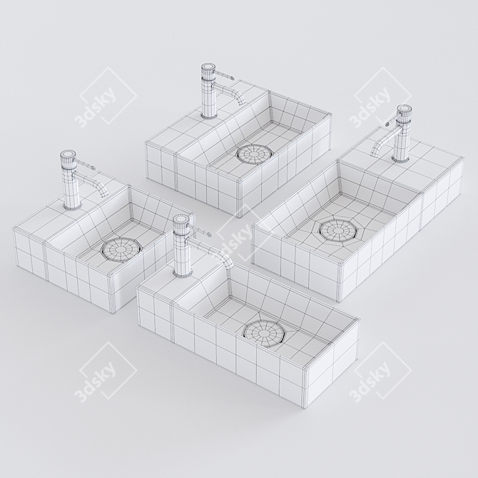 Alice Ceramica Spy Washbasin Set 3D model image 3