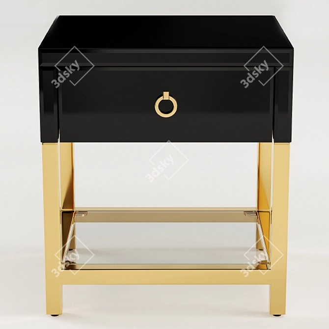 Garda Decor Black Glass Side Table 3D model image 1