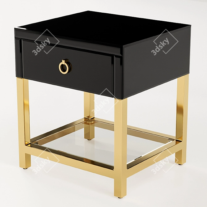 Garda Decor Black Glass Side Table 3D model image 2