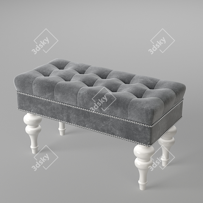 Luxurious Handcrafted Gray Velvet Banquette: Barlett 3D model image 1