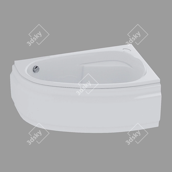 Elegant Asymmetric Bathtub: Joanna 150x95, Right 3D model image 1