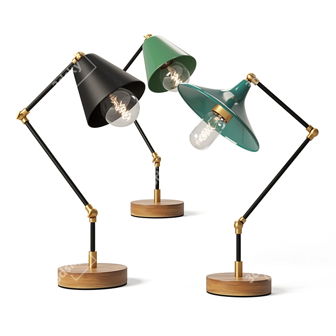 Retro Industrial Desk Lamps 3D model image 1