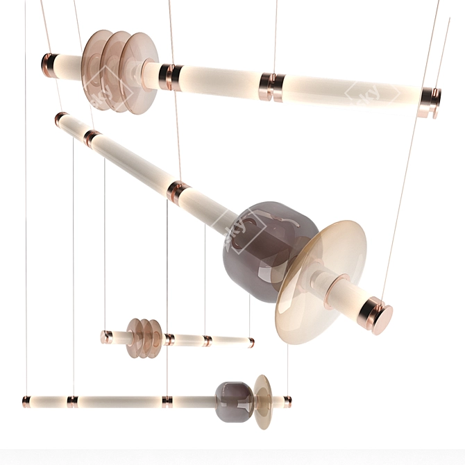 Elegant Glass and Metal Luna Shelf 3D model image 1