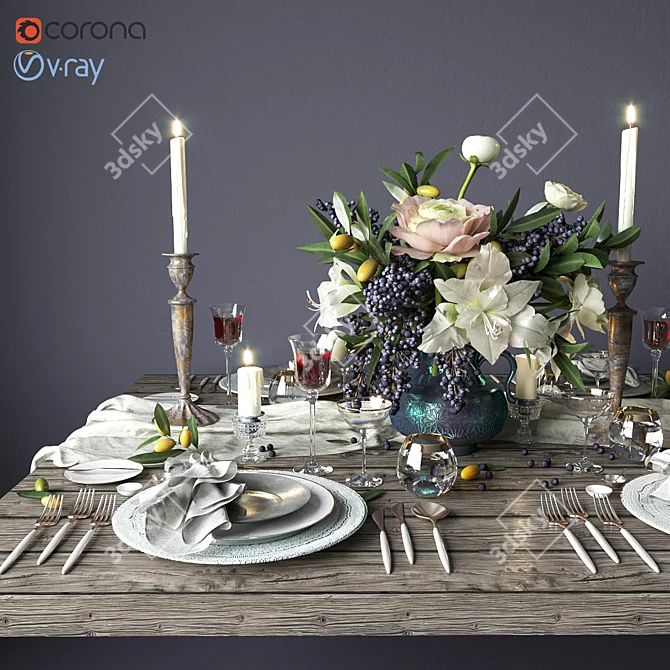 Boho Chic Table Decor 3D model image 1